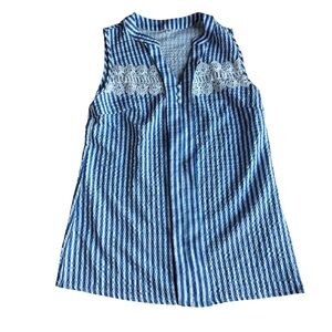 Unbranded Women’s Blue and White Striped Sleeveless‎ Top Casual Beachy Size S